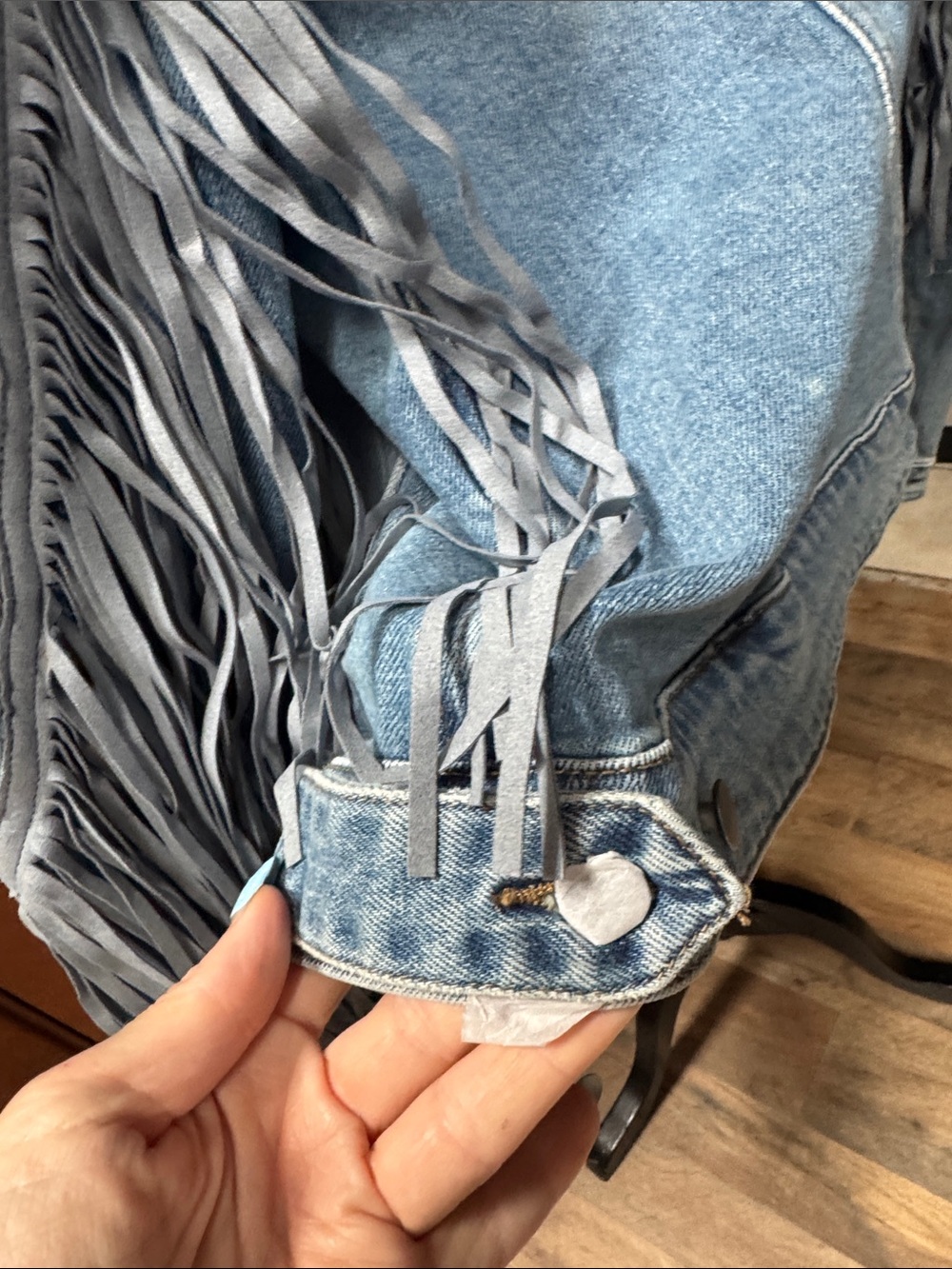 Women’s Fringe Denim Jacket - Light Blue Rock and Roll Denim - Picture 11 of 12